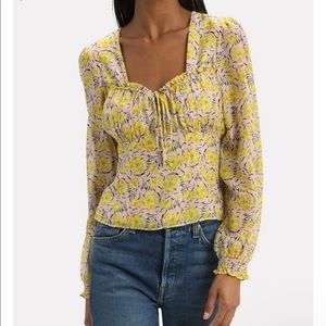 Intermix Yellow Floral long sleeve blouse size 4